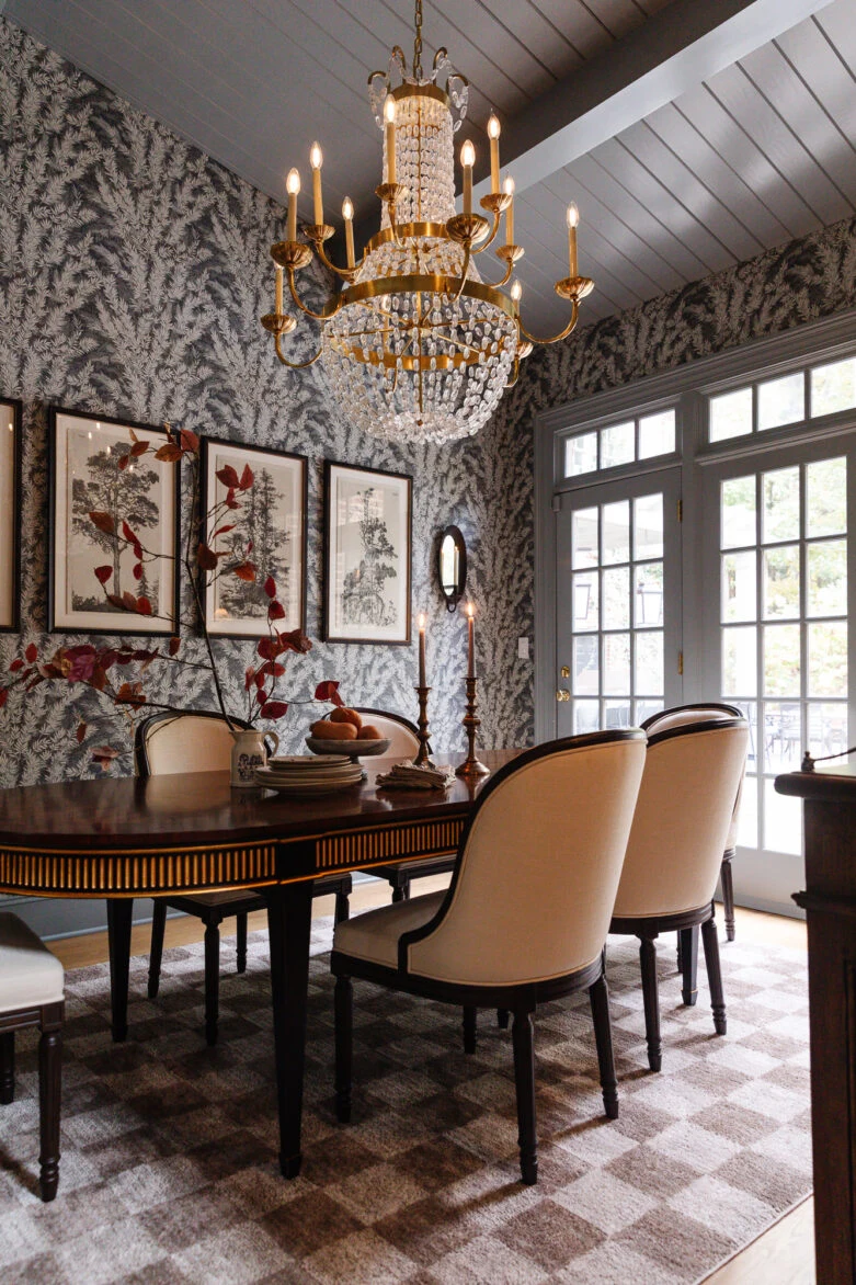 Painted trim; walls are Florencecourt wallpaper — Gibraltar Cliffs
