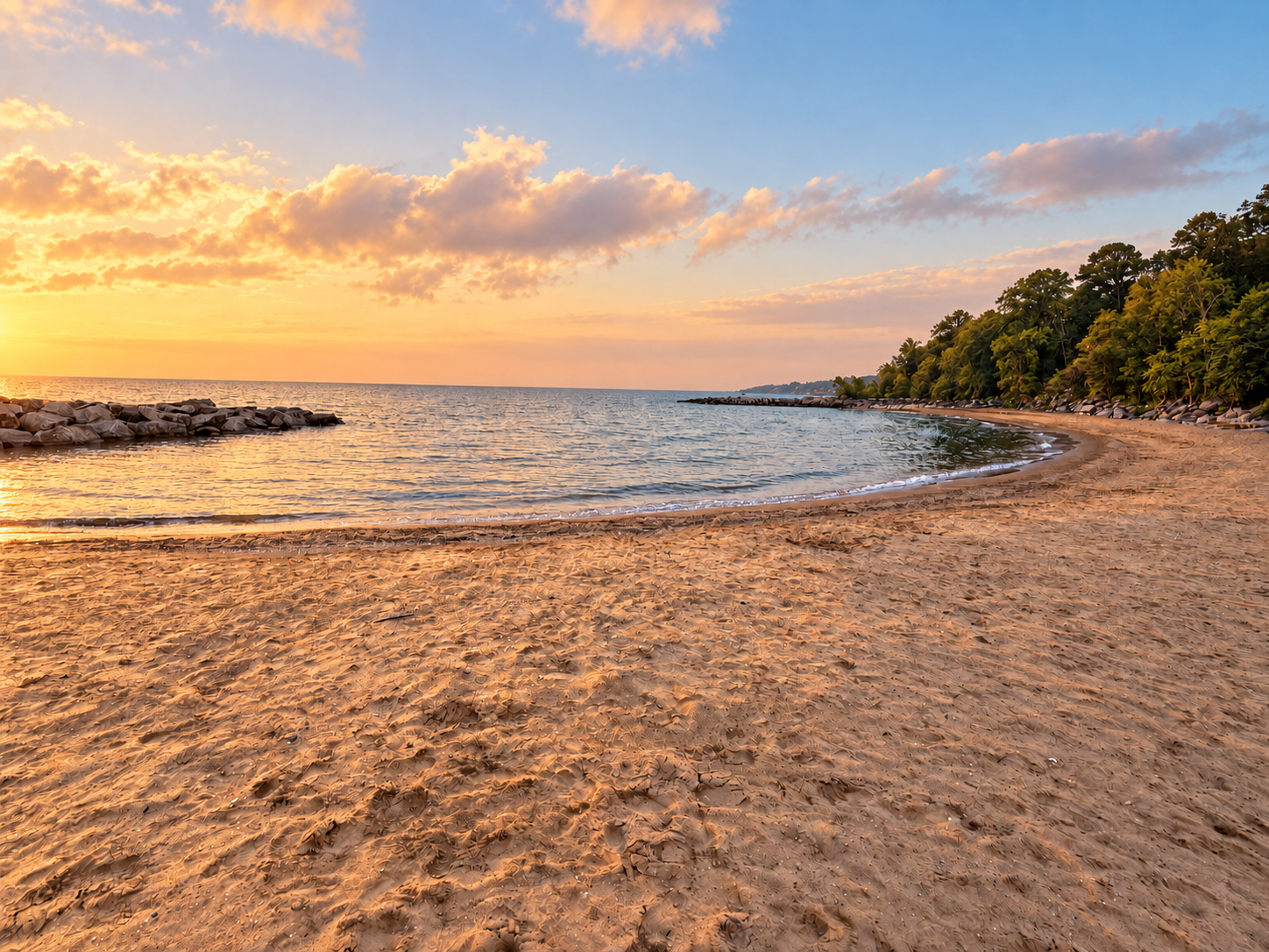 Golden light across the Lake Bluff shoreline